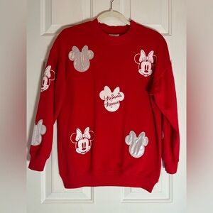 Disney Parks Minnie Mouse Red Sweatshirt Crew Neck Women/Juniors Long Sleeve XS